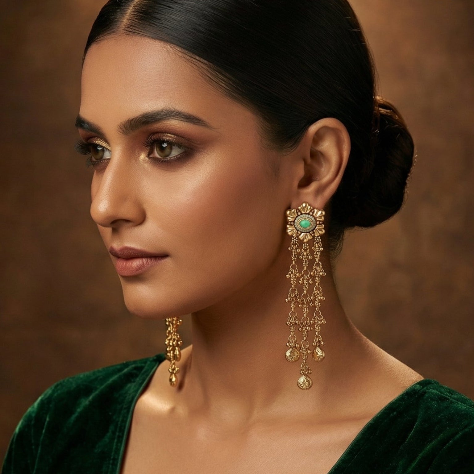 Butigini Floral Crown Tassel Earrings