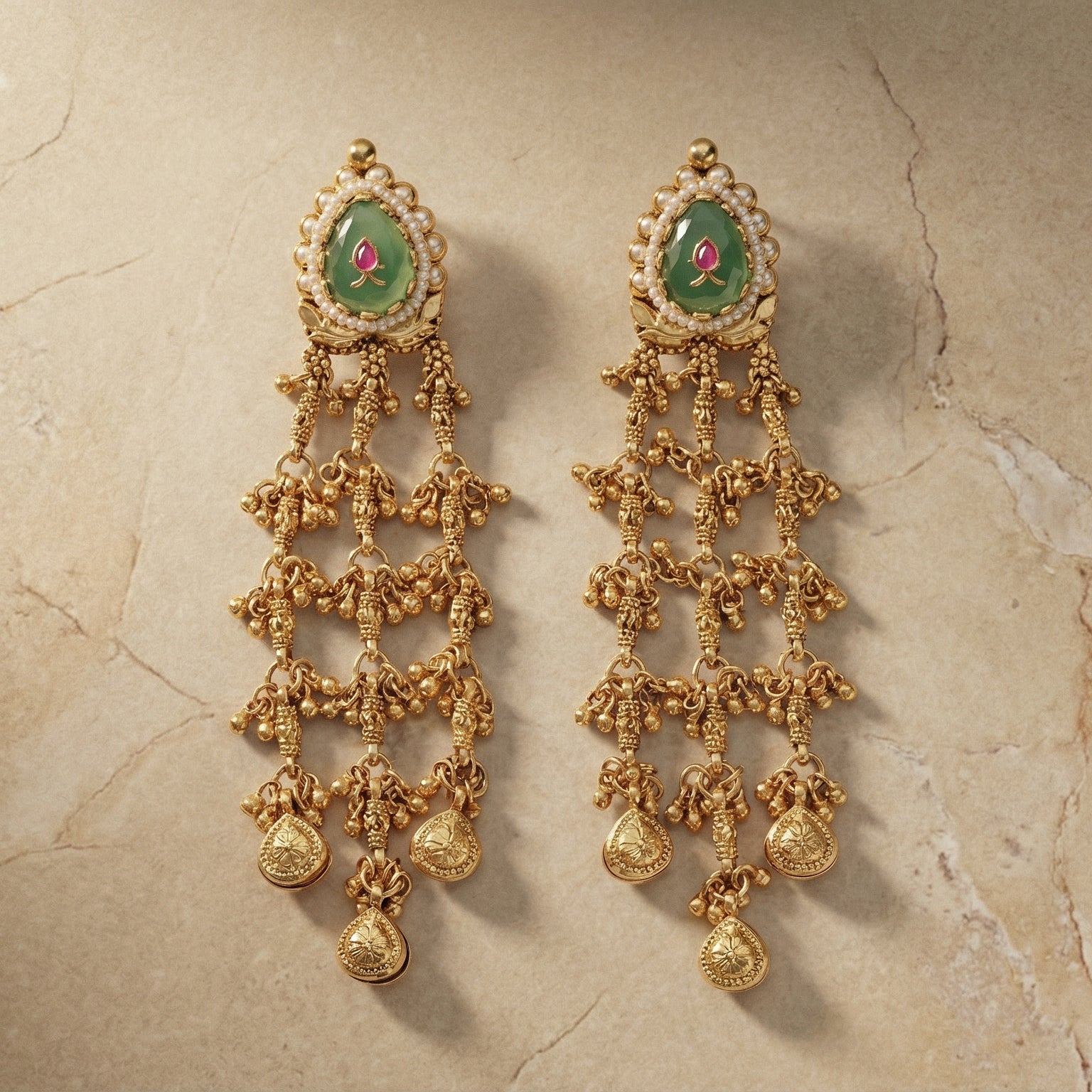 Butigini Halo Medallion Drop Earrings