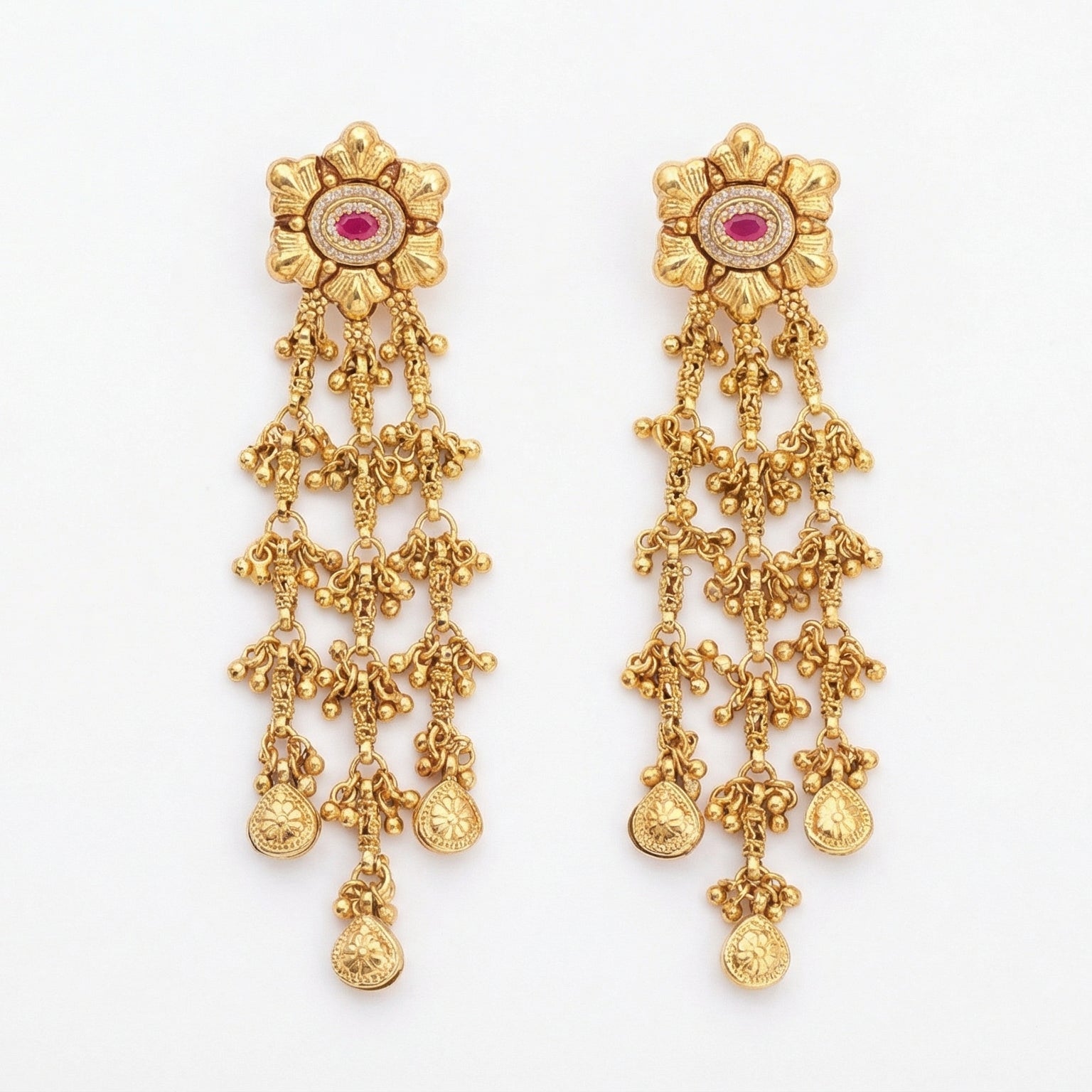 Butigini Ornate Floral Drop Earrings
