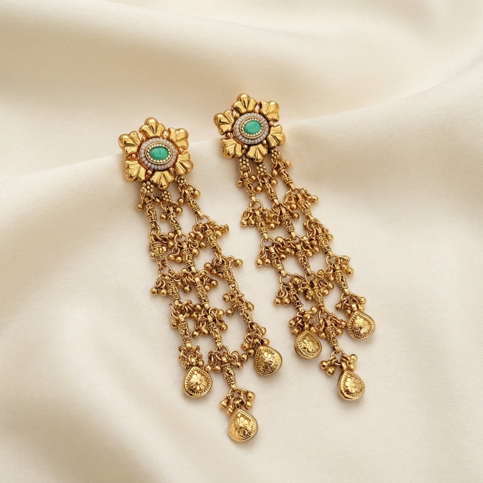 Butigini Floral Crown Tassel Earrings