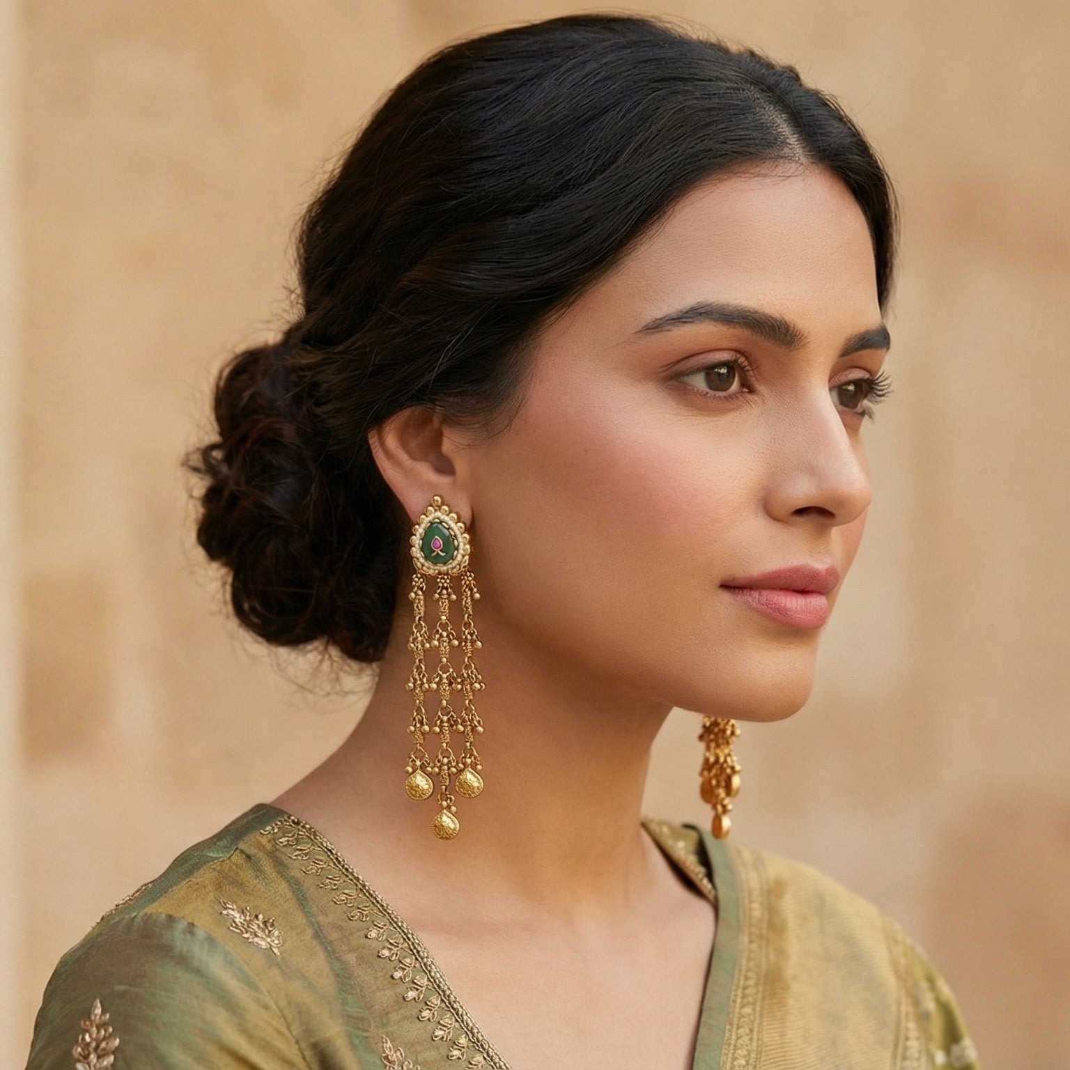 Butigini Halo Medallion Drop Earrings