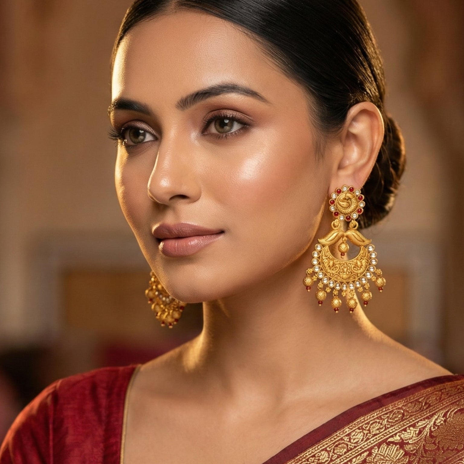 Butigini Rajmayur Chandbali Earrings