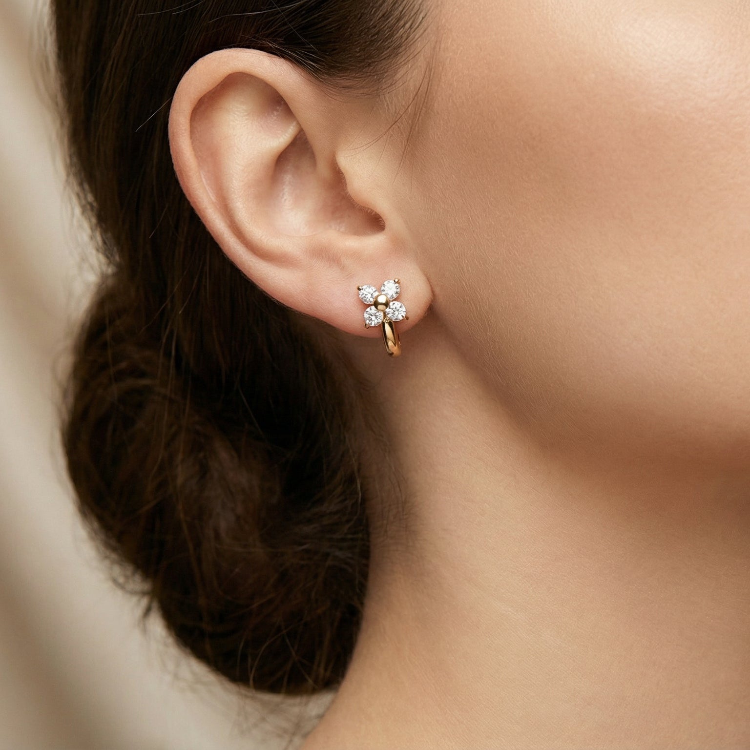 Butigini Gold Petal Crystal Earrings