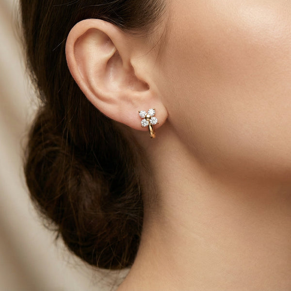 Butigini Gold Petal Crystal Earrings