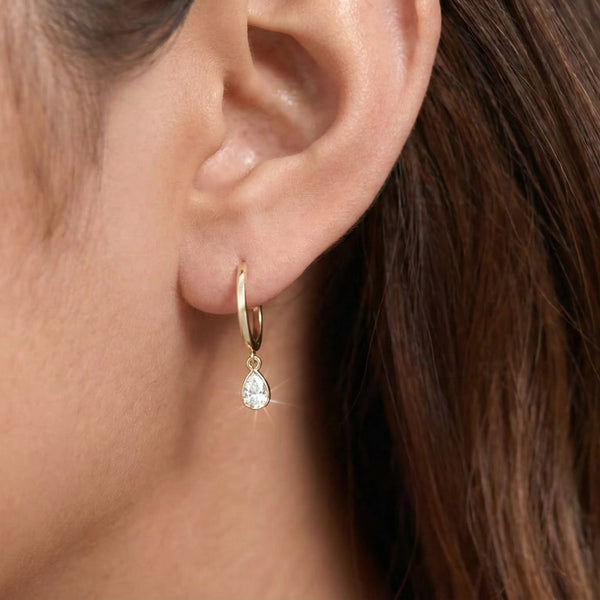 Butigini Gold Plated Teardrop Crystal Hoop Earrings - Anti Tarnish