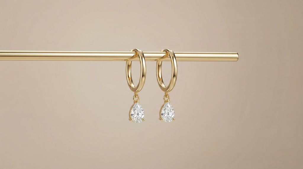 Butigini Gold Plated Teardrop Crystal Hoop Earrings - Anti Tarnish