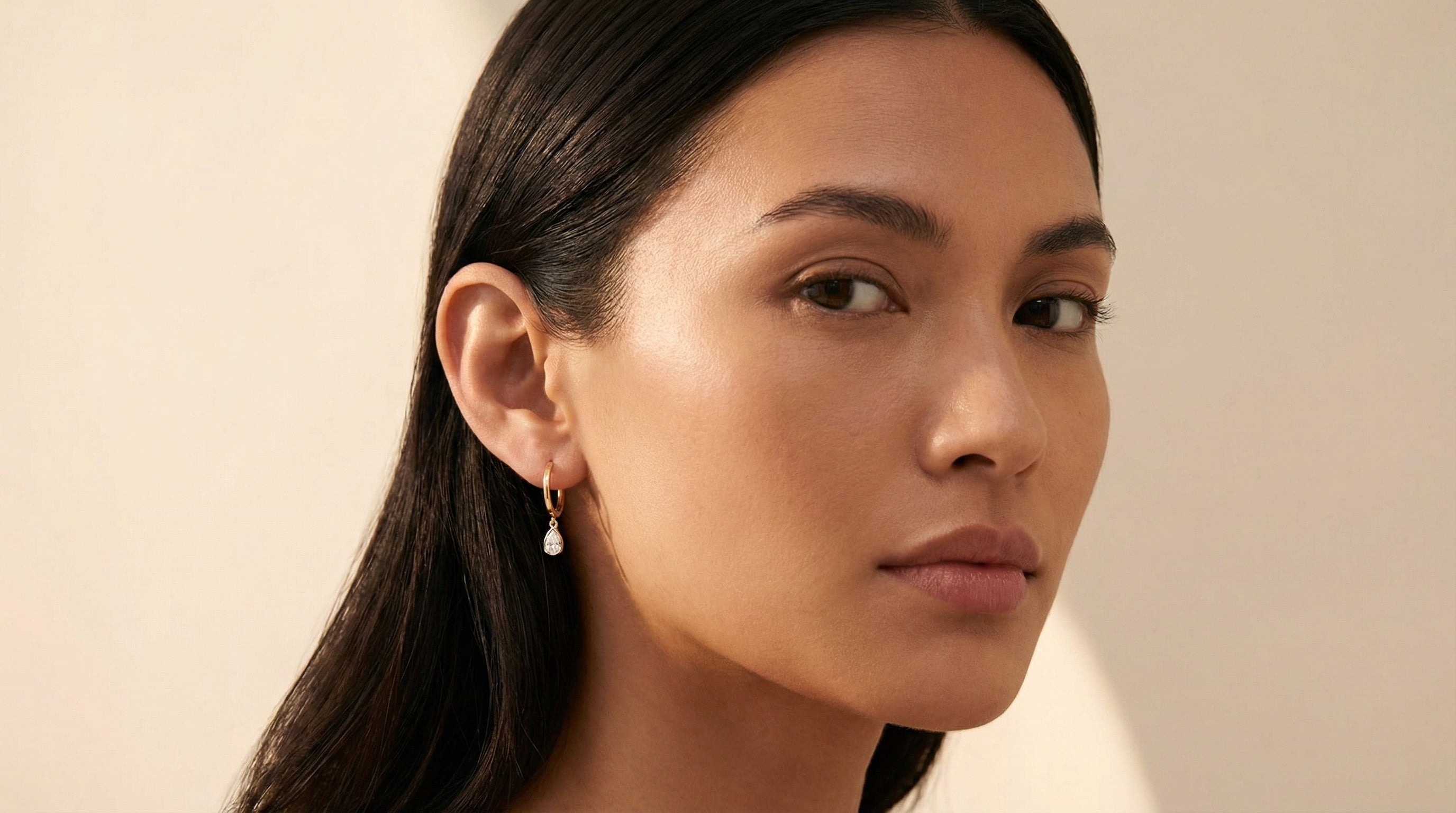 Butigini Gold Plated Teardrop Crystal Hoop Earrings - Anti Tarnish
