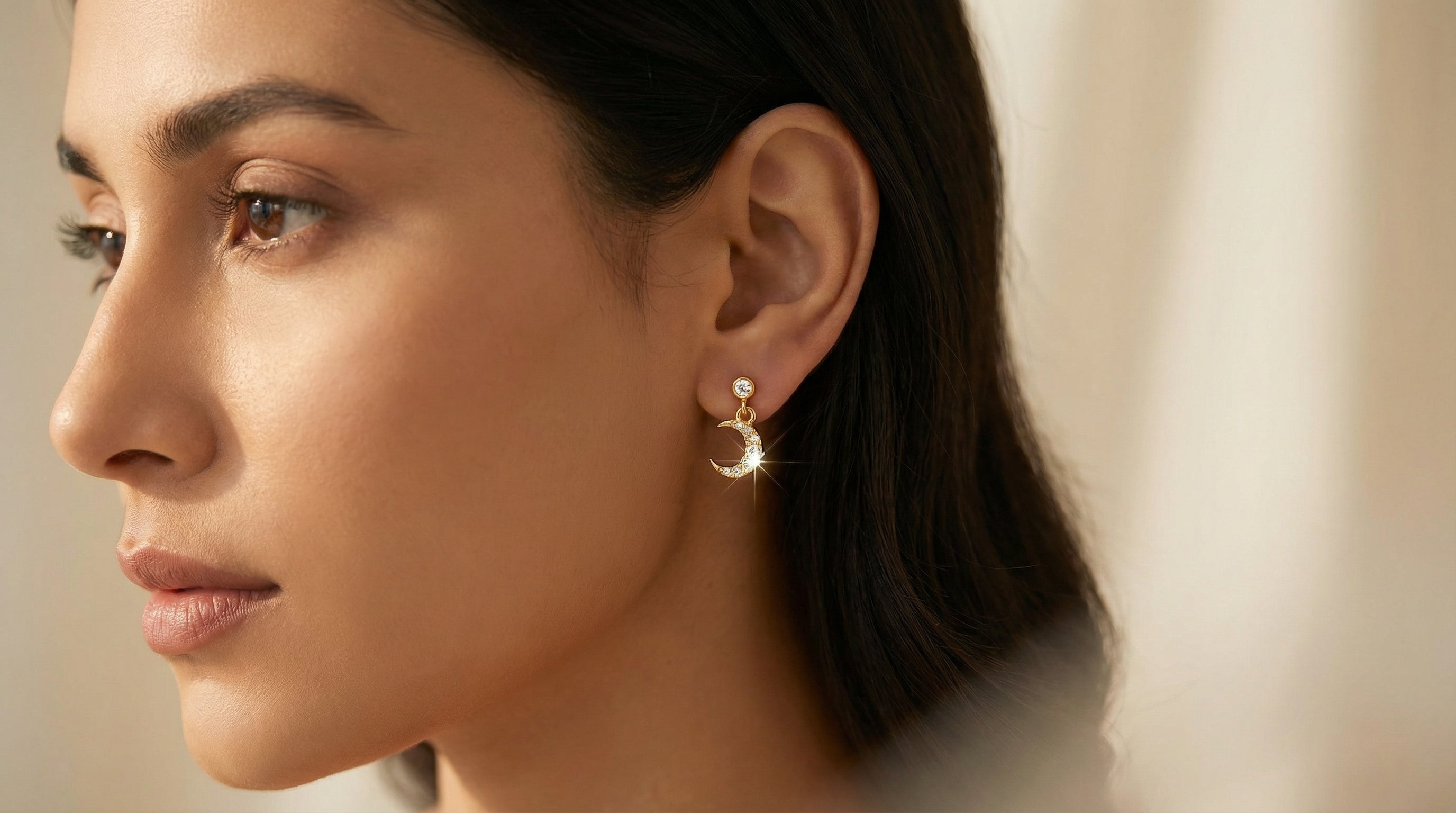 Butigini Elara Crystal Moon Earrings