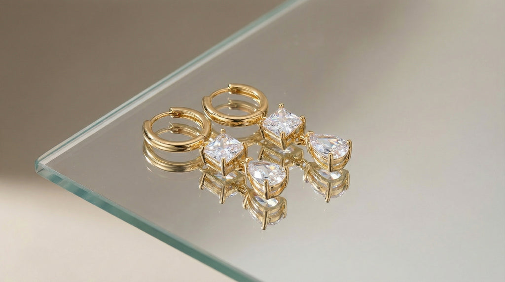 Butigini Dual Cut Crystal Hoop Earrings