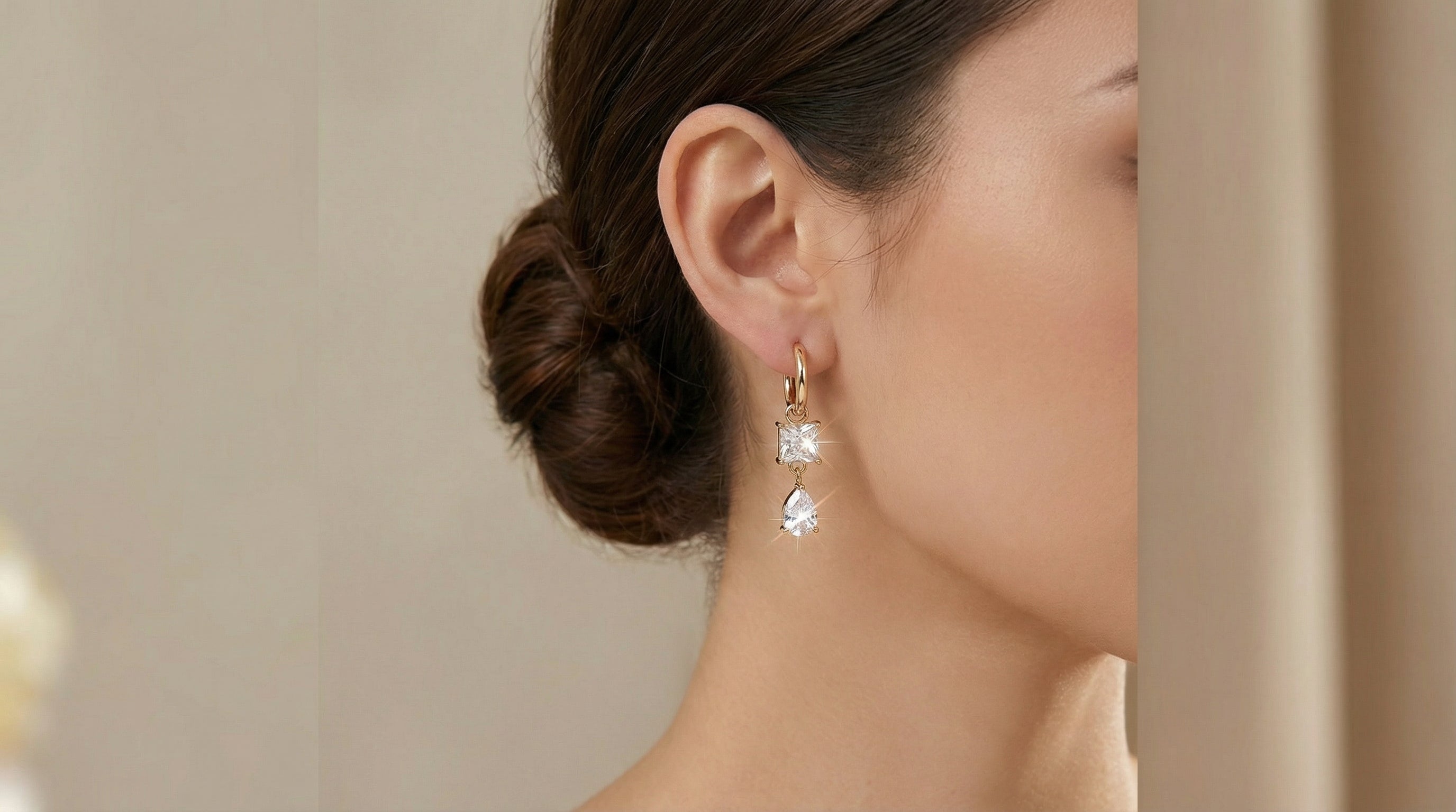 Butigini Dual Cut Crystal Hoop Earrings