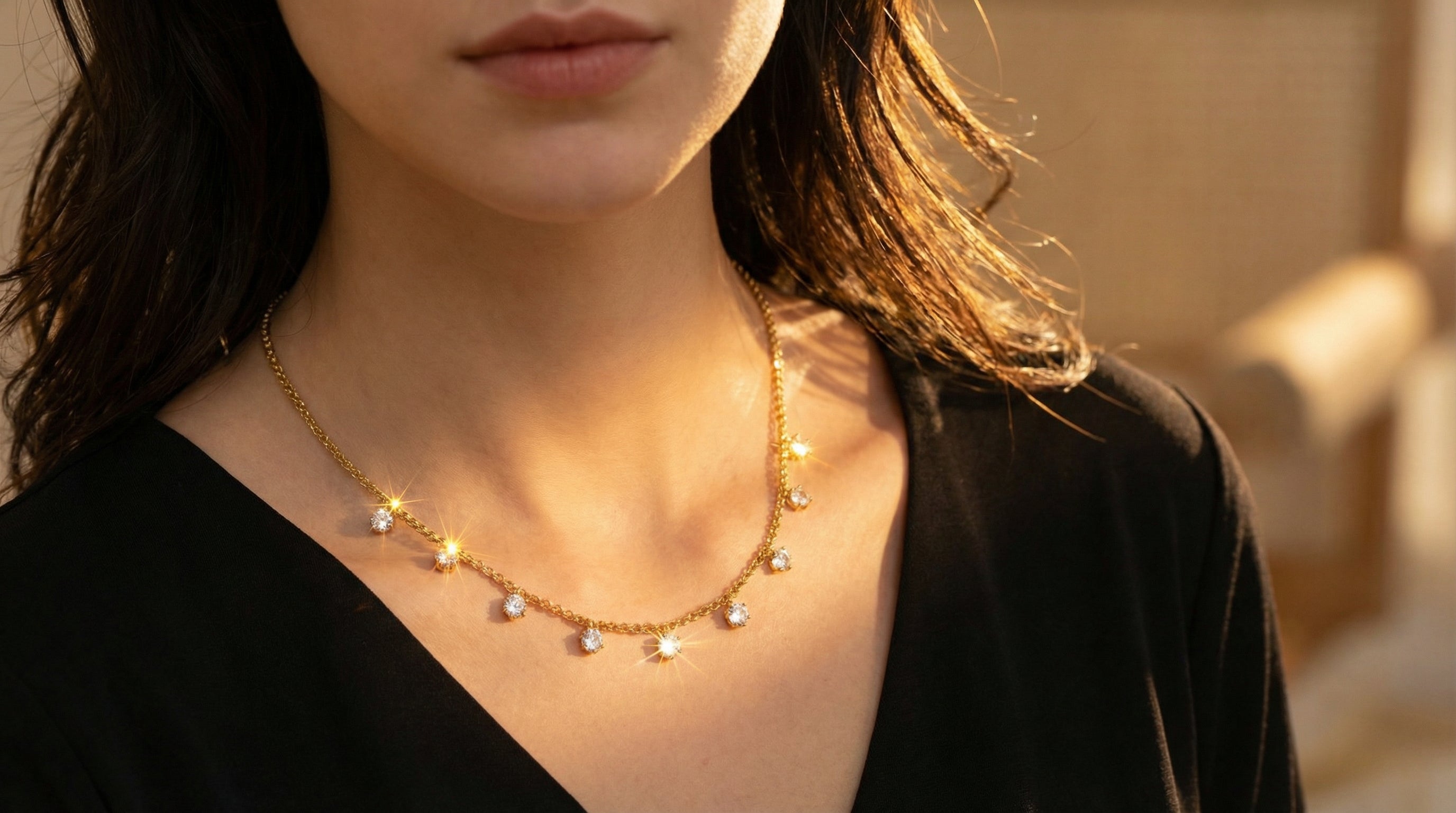 Butigini 316L Stainless Steel Crystal Drop Necklace