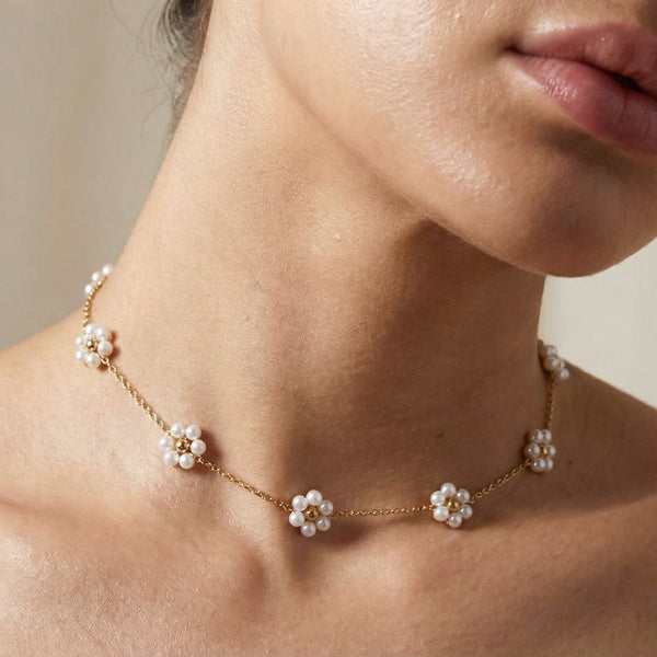 Butigini Pearl Blossom Choker Necklace