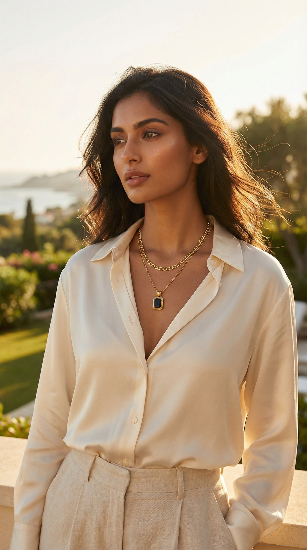 Butigini Noir Edge Dual Necklace - Anti Tarnish