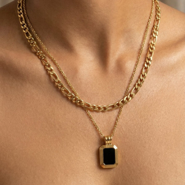 Butigini Noir Edge Dual Necklace - Anti Tarnish