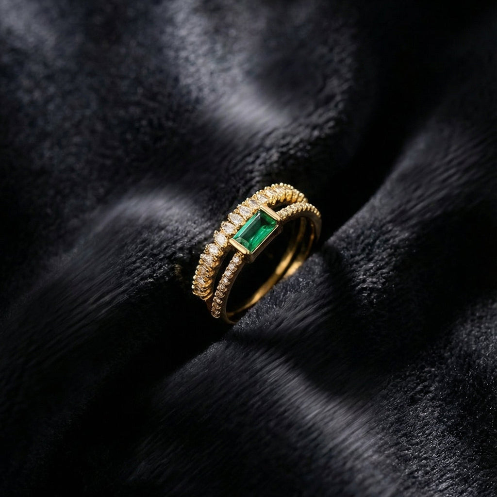 Butigini Emerald Edge Finger Ring - Anti Tarnish