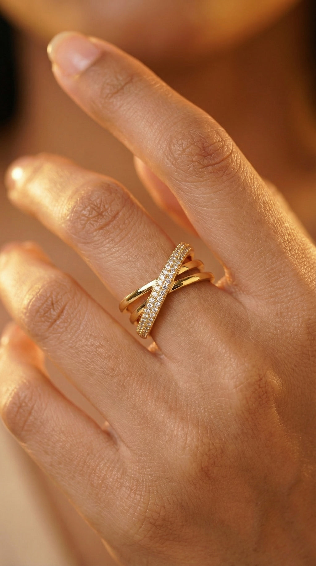 Butigini Luxe Cross Finger Ring - Anti Tarnish