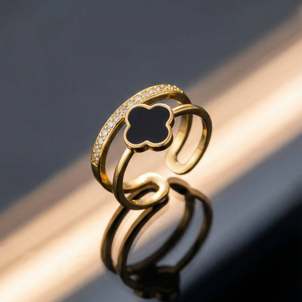 Butigini Noir Clover Finger Ring – Anti Tarnish