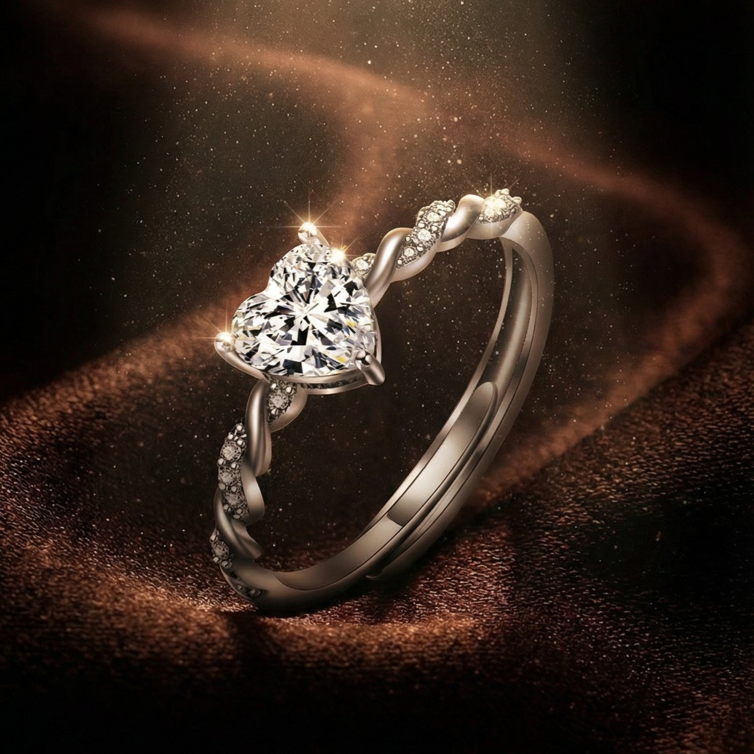 Butigini Crystal Heart Solitaire Finger Ring