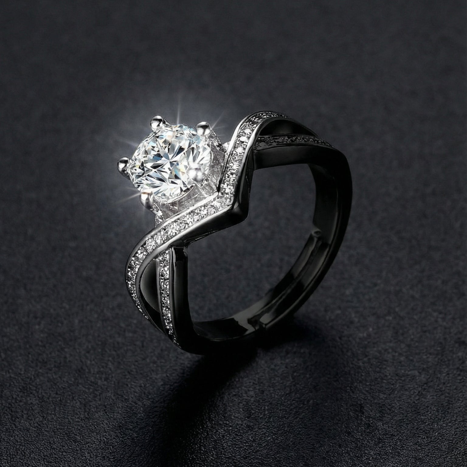 Butigini Celestia Curve Solitaire Finger Ring