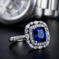Butigini Royal Sapphire Halo Finger Ring Anti Tarnish