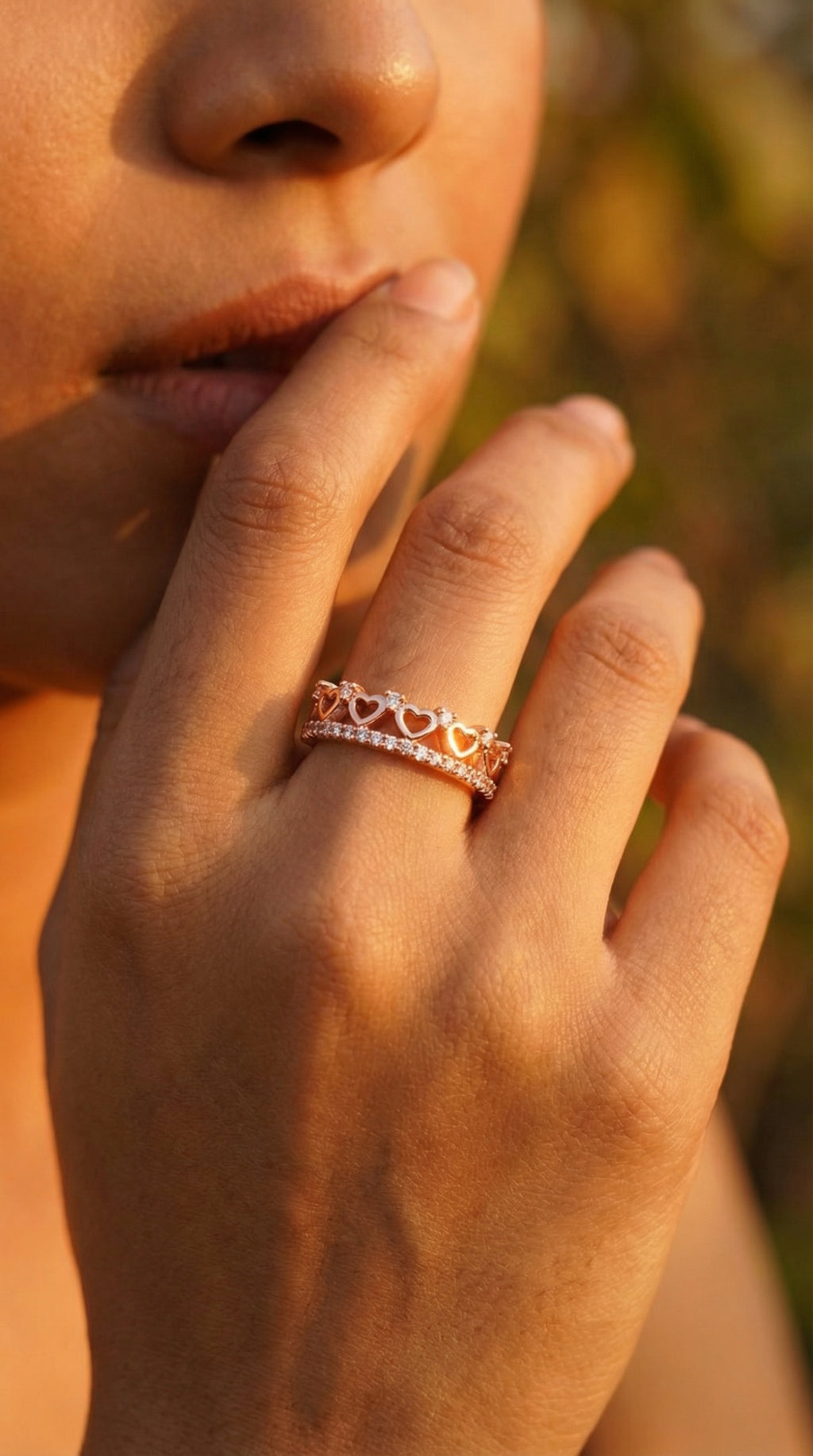 Butigini Blush Heart Crown Finger Ring