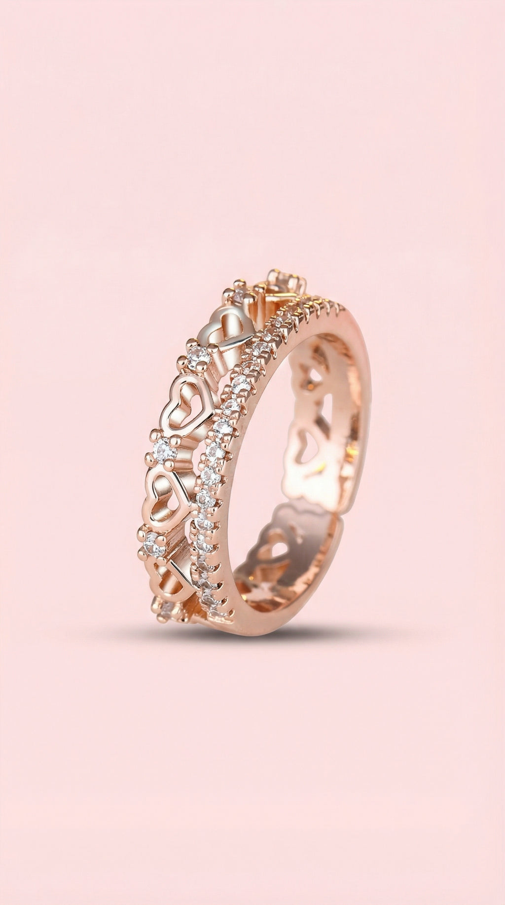 Butigini Blush Heart Crown Finger Ring