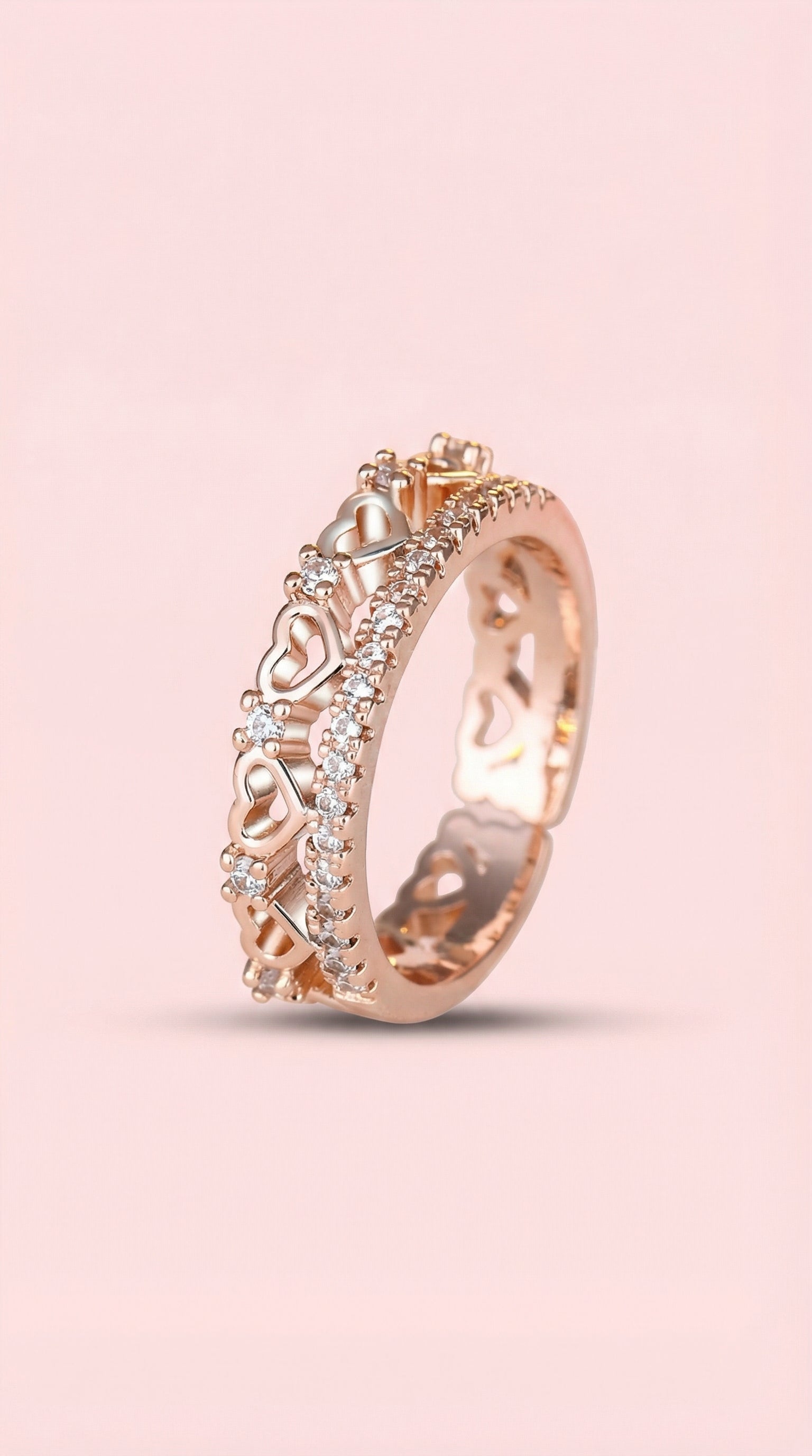 Butigini Blush Heart Crown Finger Ring