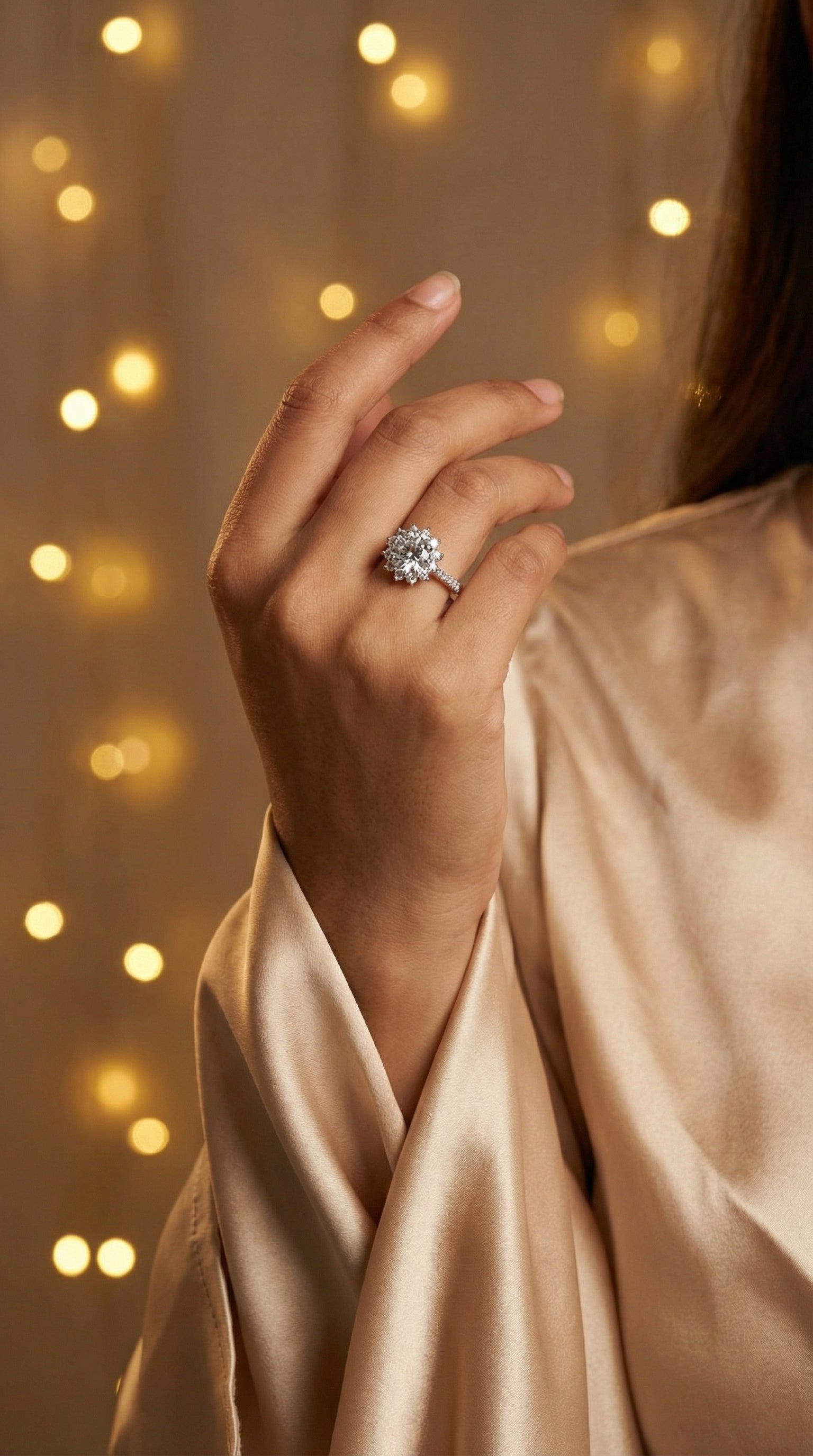 Butigini Silver Plated Anti Tarnish American Diamond Studded Floral Halo Solitaire Adjustable Finger Ring