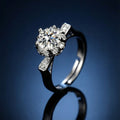 Butigini Silver Plated Anti Tarnish Crystal Studded Solitaire Contemporary Adjustable Finger Ring