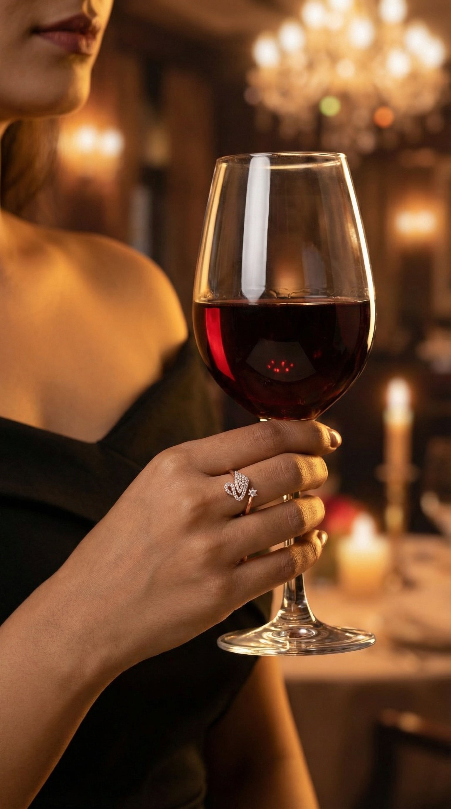 Butigini Rose Gold Plated American Diamond Studded Swan Shape Contemporary Adjustable Finger Ring