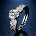 Butigini Silver Plated Anti Tarnish Crystal Studded Leaf Motif Solitaire Adjustable Finger Ring
