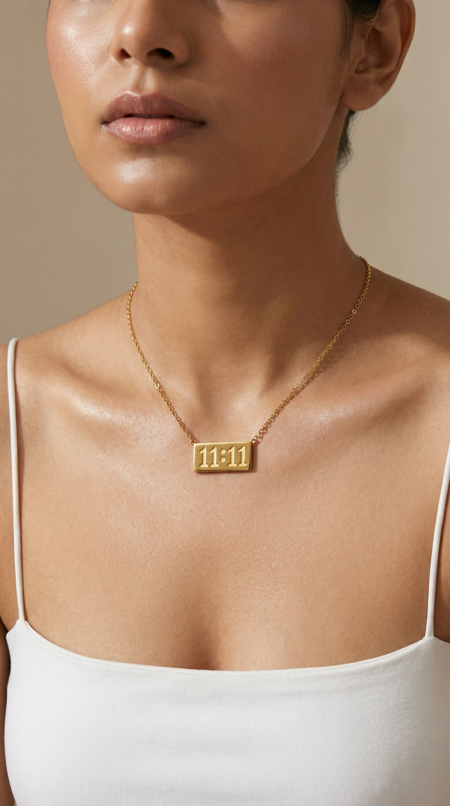 Butigini Gold Plated Anti Tarnish 11:11 Angel Number Engraved Stainless Steel Pendant Necklace