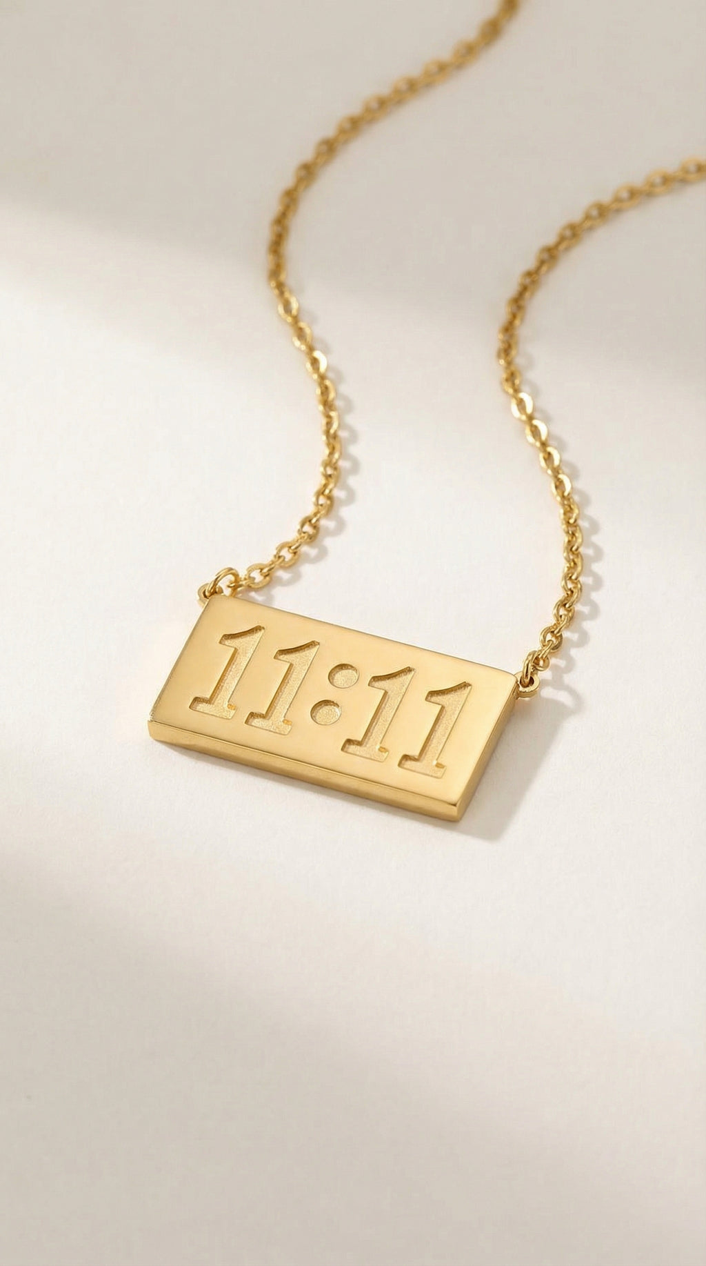 Butigini Gold Plated Anti Tarnish 11:11 Angel Number Engraved Stainless Steel Pendant Necklace