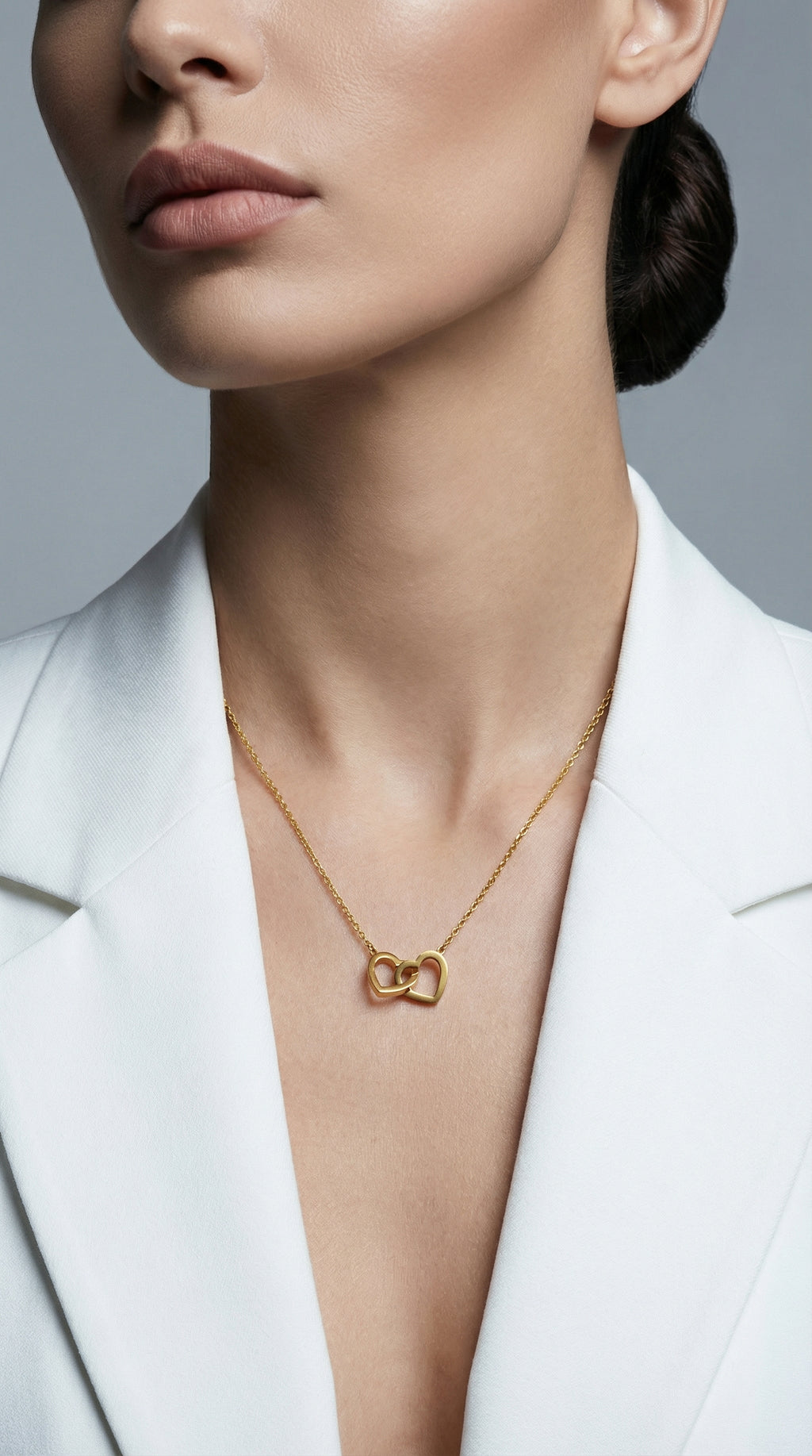 Butigini Gold Plated Anti Tarnish Interlocked Heart Motif Pendant Necklace