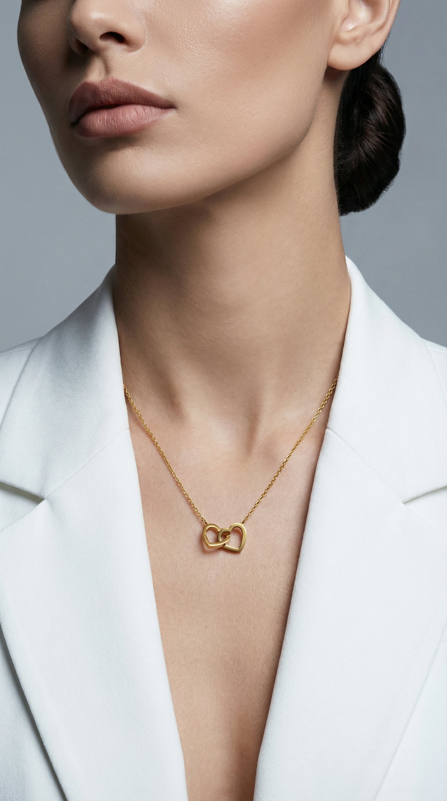 Butigini Gold Plated Anti Tarnish Interlocked Heart Motif Pendant Necklace