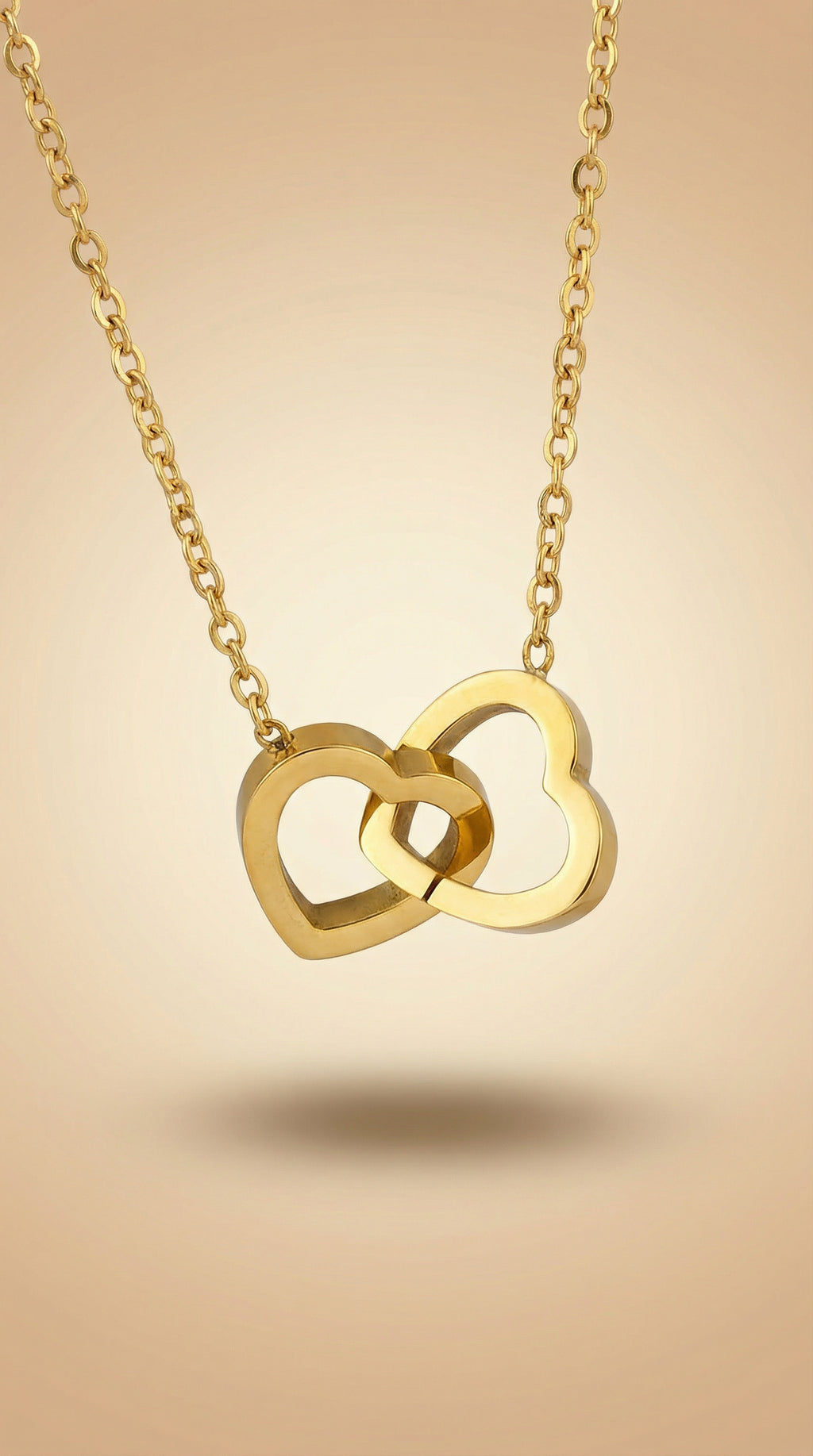 Butigini Gold Plated Anti Tarnish Interlocked Heart Motif Pendant Necklace