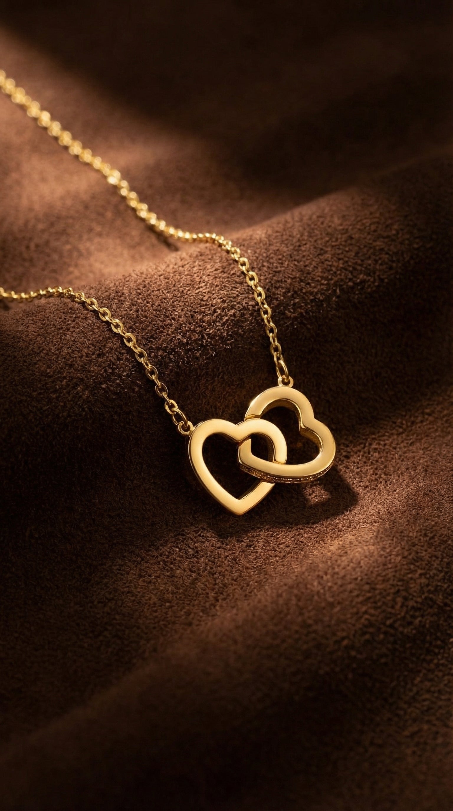 Butigini Gold Plated Anti Tarnish Interlocked Heart Motif Pendant Necklace