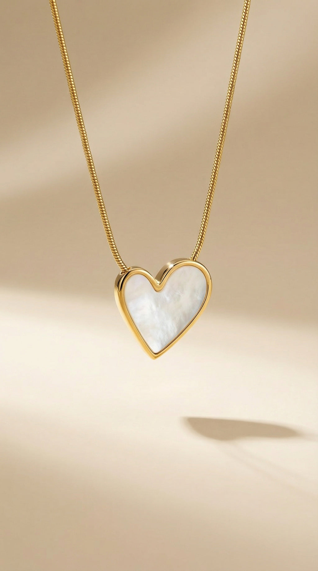 Butigini Gold Plated Anti Tarnish Heart Motif MOP Inlay Pendant Necklace