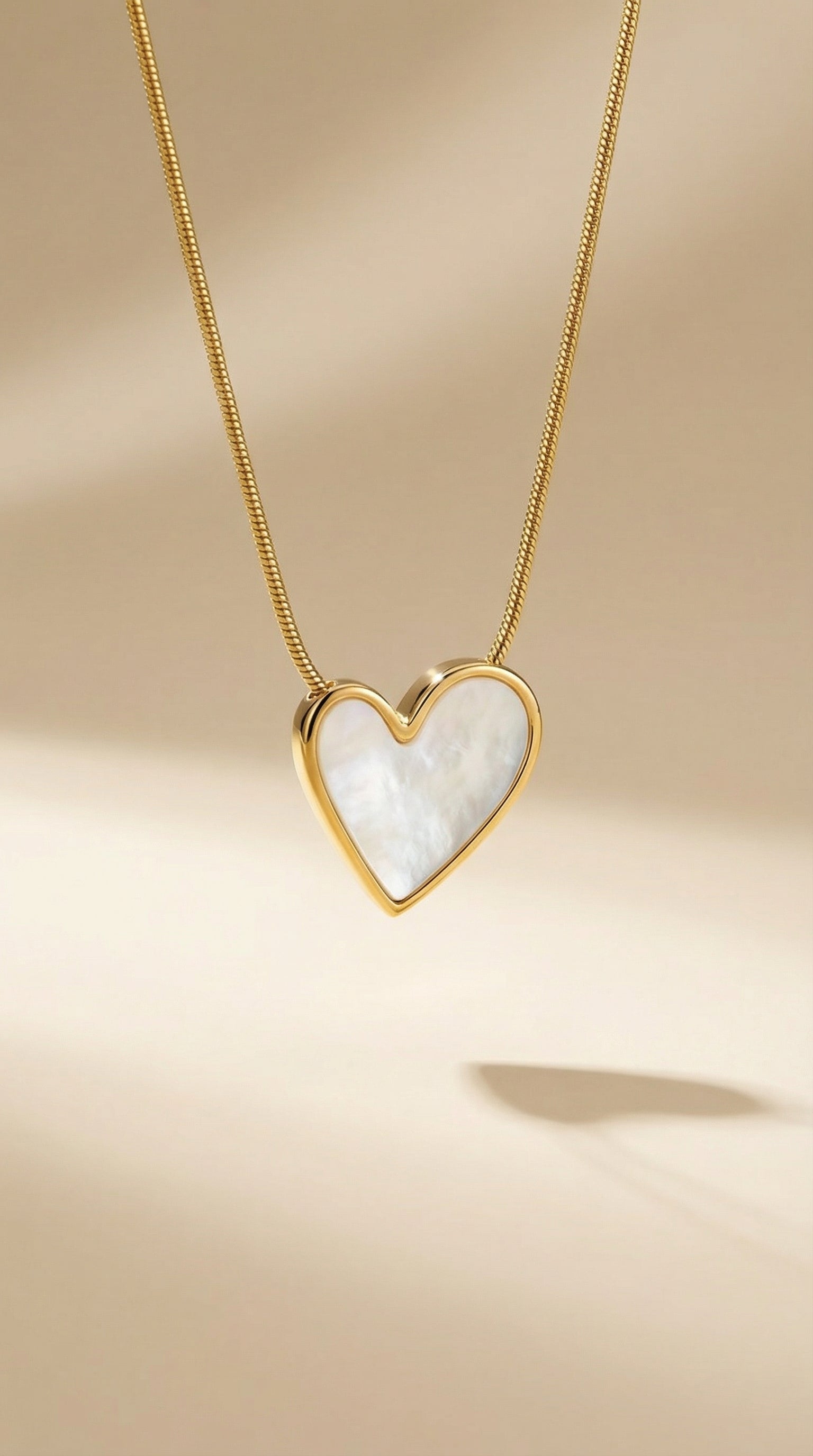 Butigini Gold Plated Anti Tarnish Heart Motif MOP Inlay Pendant Necklace