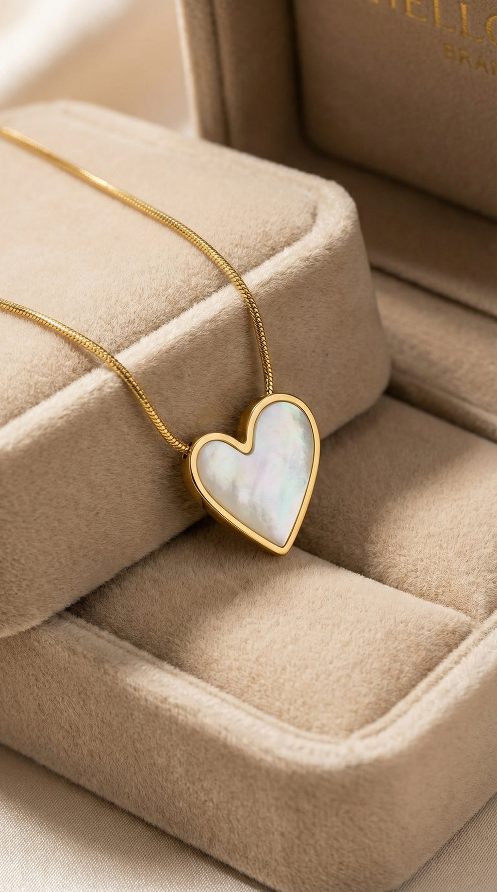 Butigini Gold Plated Anti Tarnish Heart Motif MOP Inlay Pendant Necklace