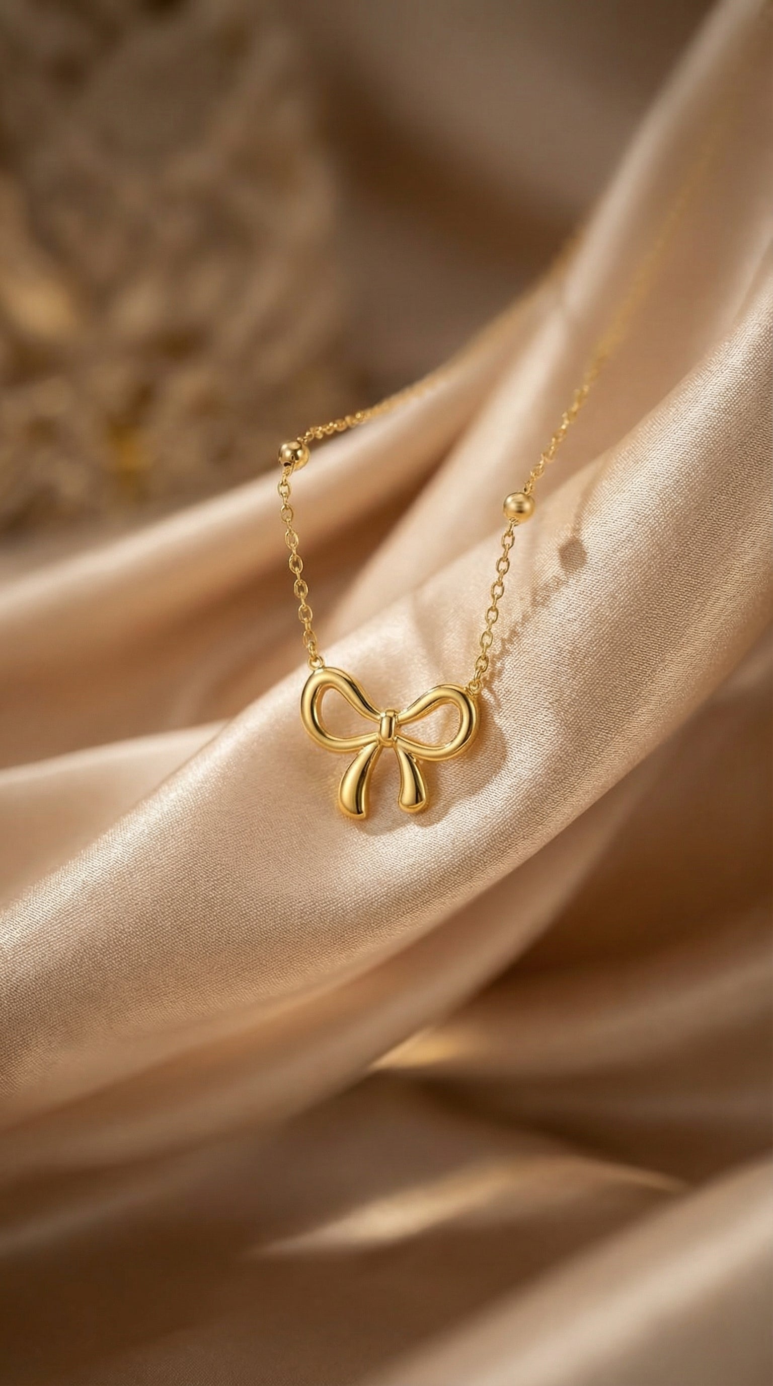 Butigini Gold Plated Anti Tarnish Infinity Bow Pendant Necklace