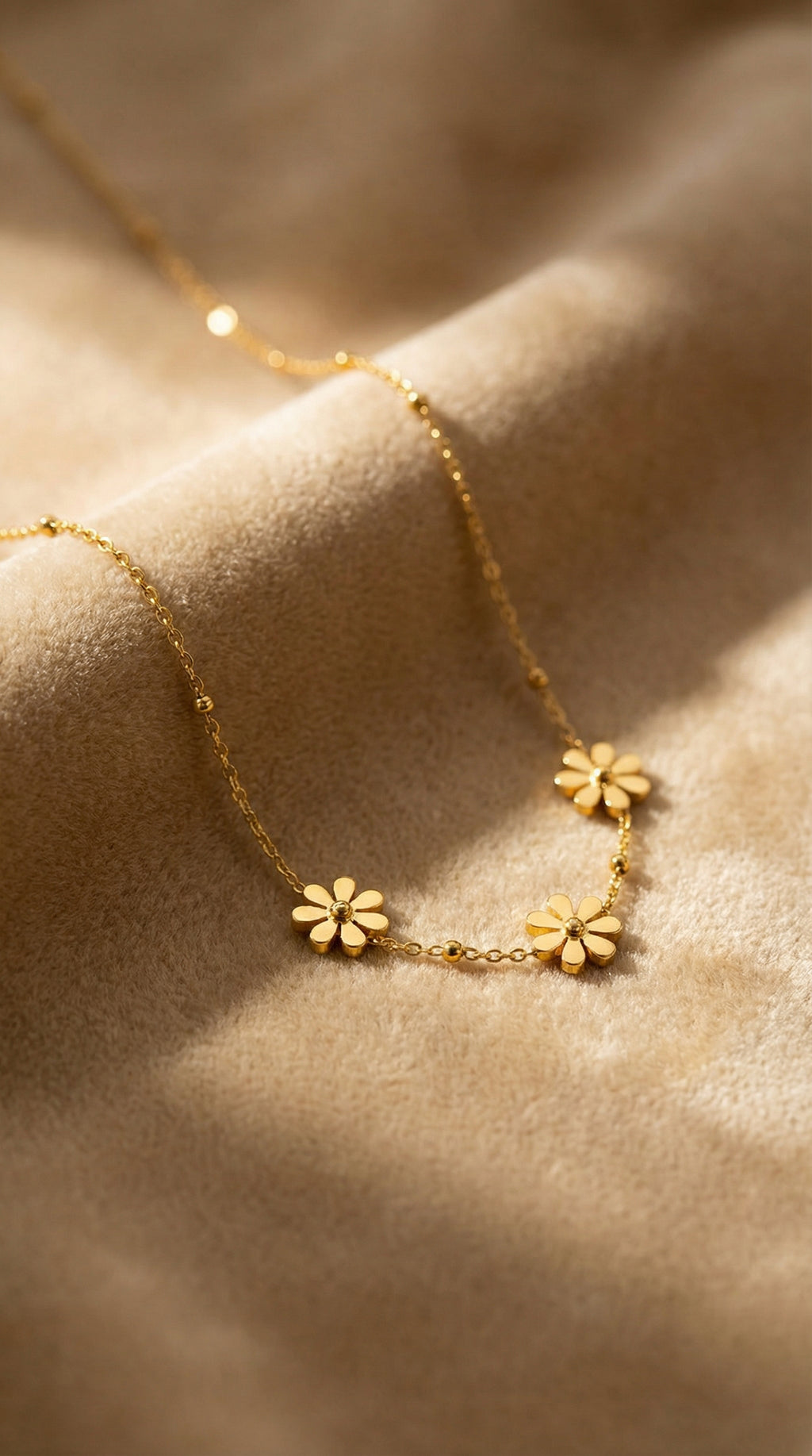 Butigini Gold Plated Anti Tarnish Triple Daisy Floral Pendant Necklace