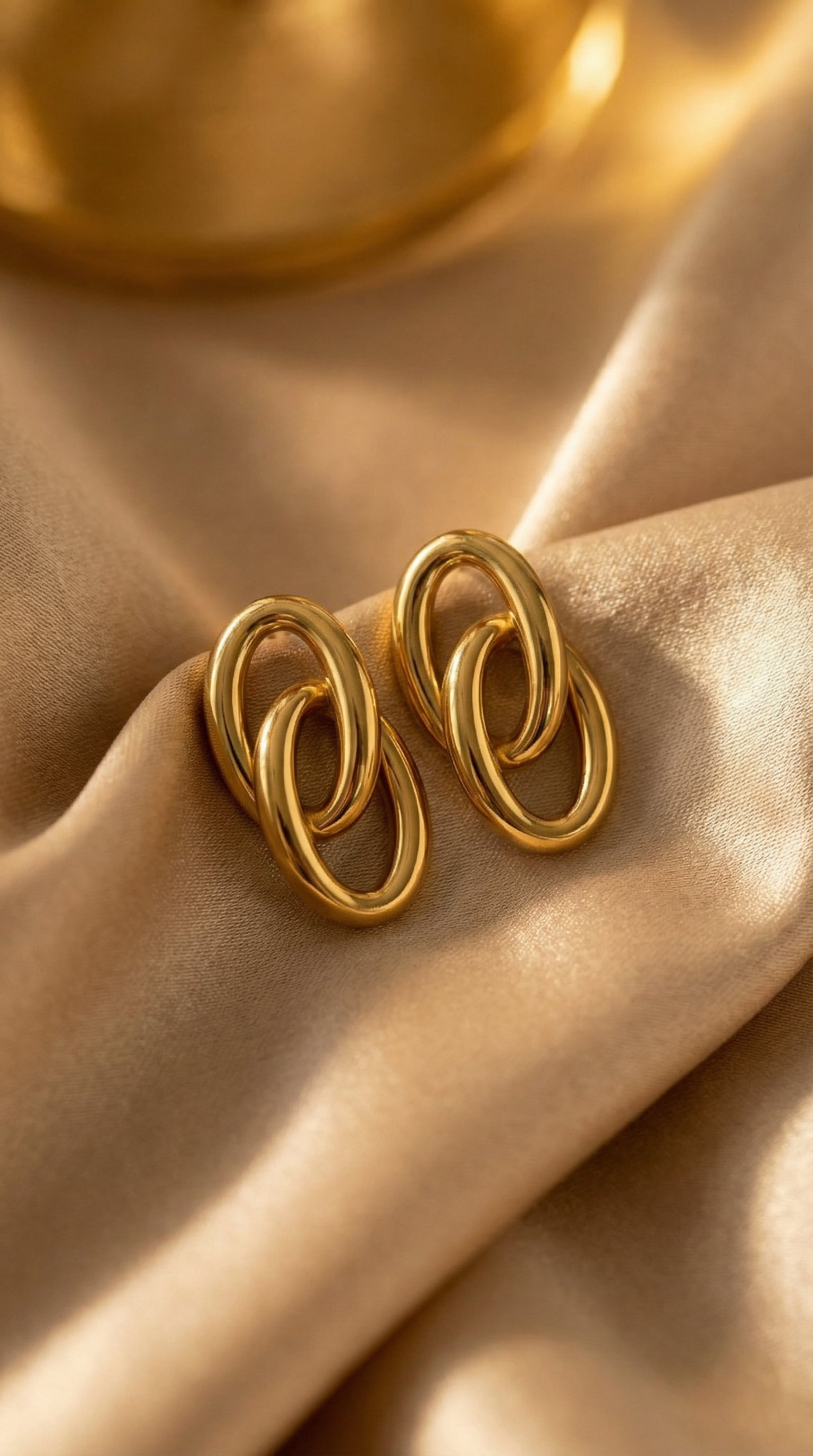 Butigini Gold Plated Anti Tarnish Stainless Steel Interlinked Oval Contemporary Drop Earrings