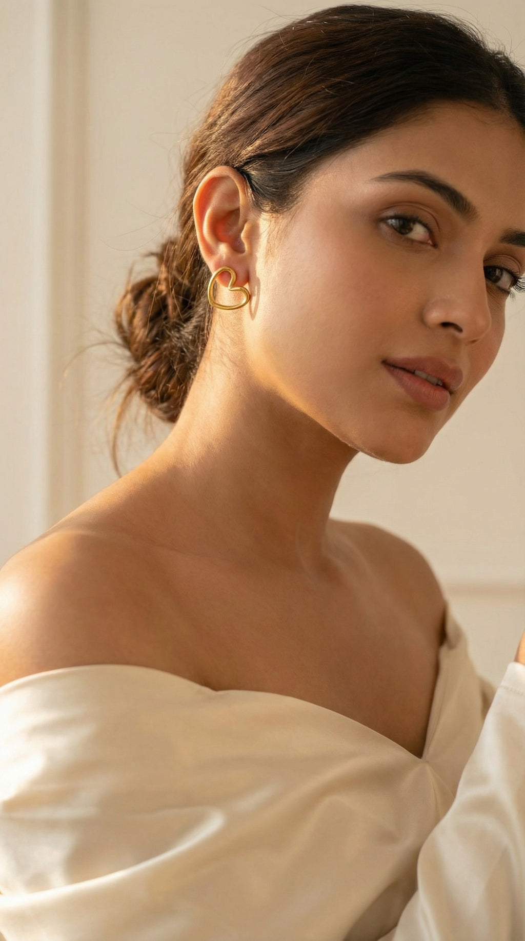 Butigini Gold Plated Anti Tarnish Stainless Steel Open Heart Stud Earrings