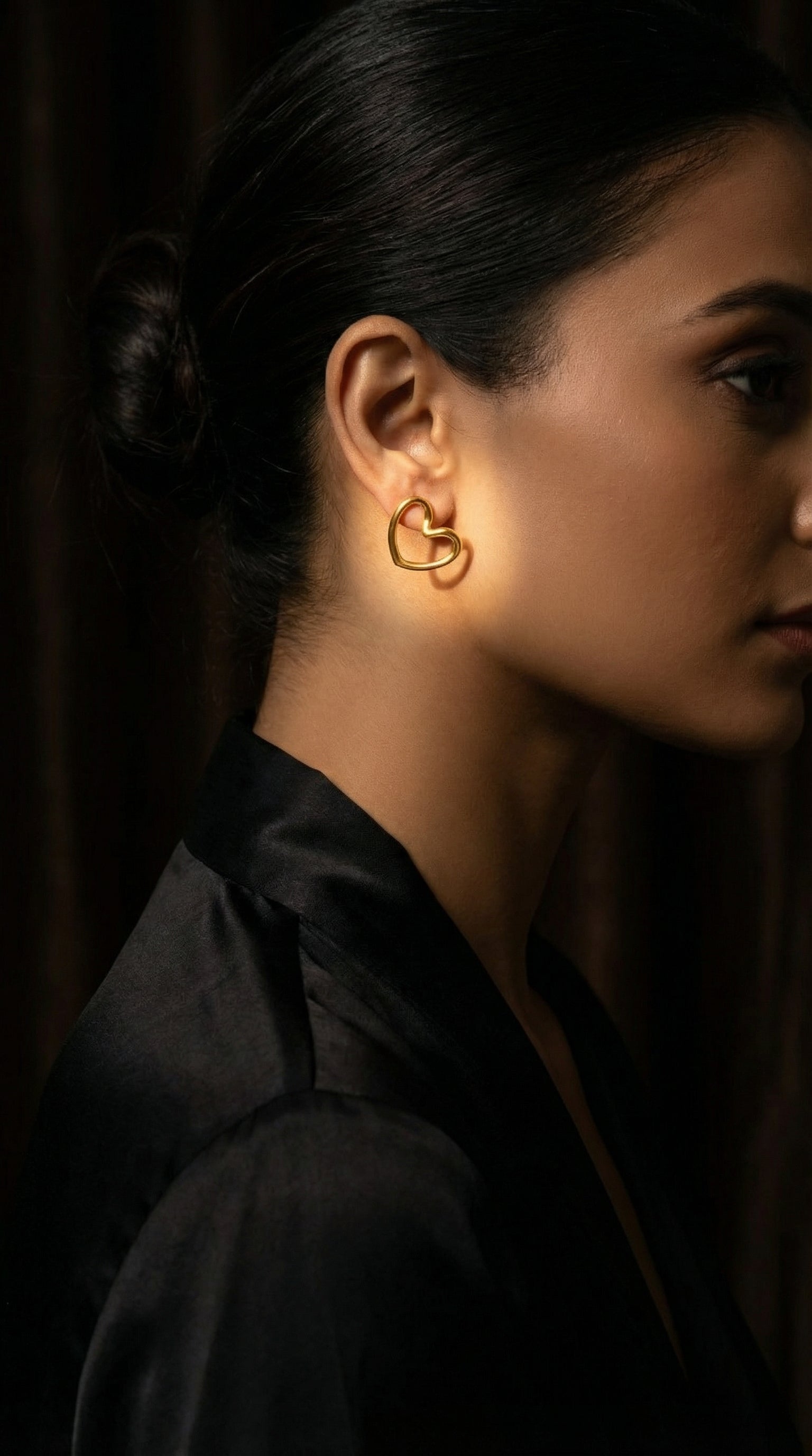 Butigini Gold Plated Anti Tarnish Stainless Steel Open Heart Stud Earrings