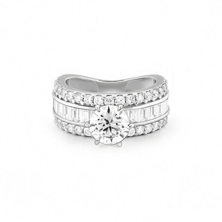 Roma Regale By BUTIGINI | Diamond Baguette Halo Solitaire Ring | Lab Grown Diamond