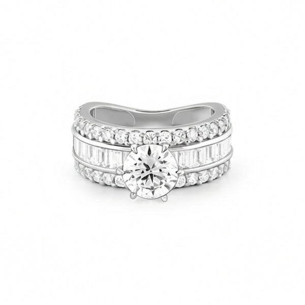 Roma Regale By BUTIGINI | Diamond Baguette Halo Solitaire Ring | Lab Grown Diamond