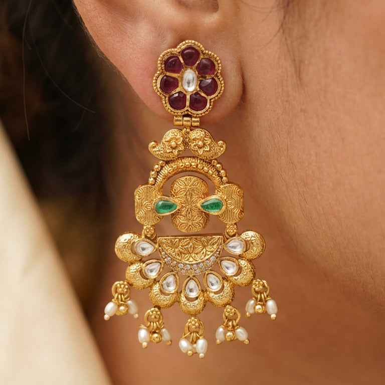 Butigini Maharani Floral Chandelier Earrings