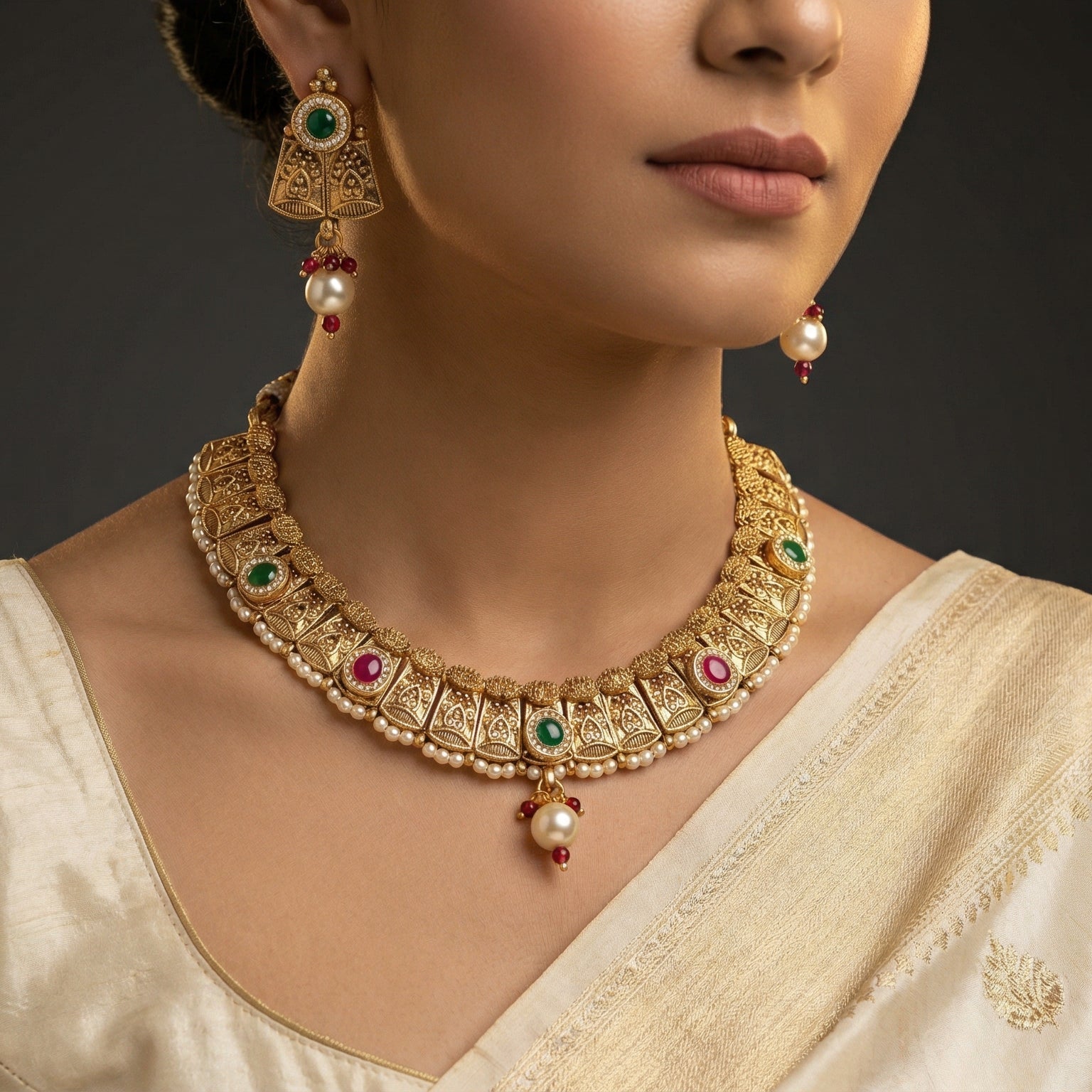 Butigini Devangana Royal Choker Necklace Set