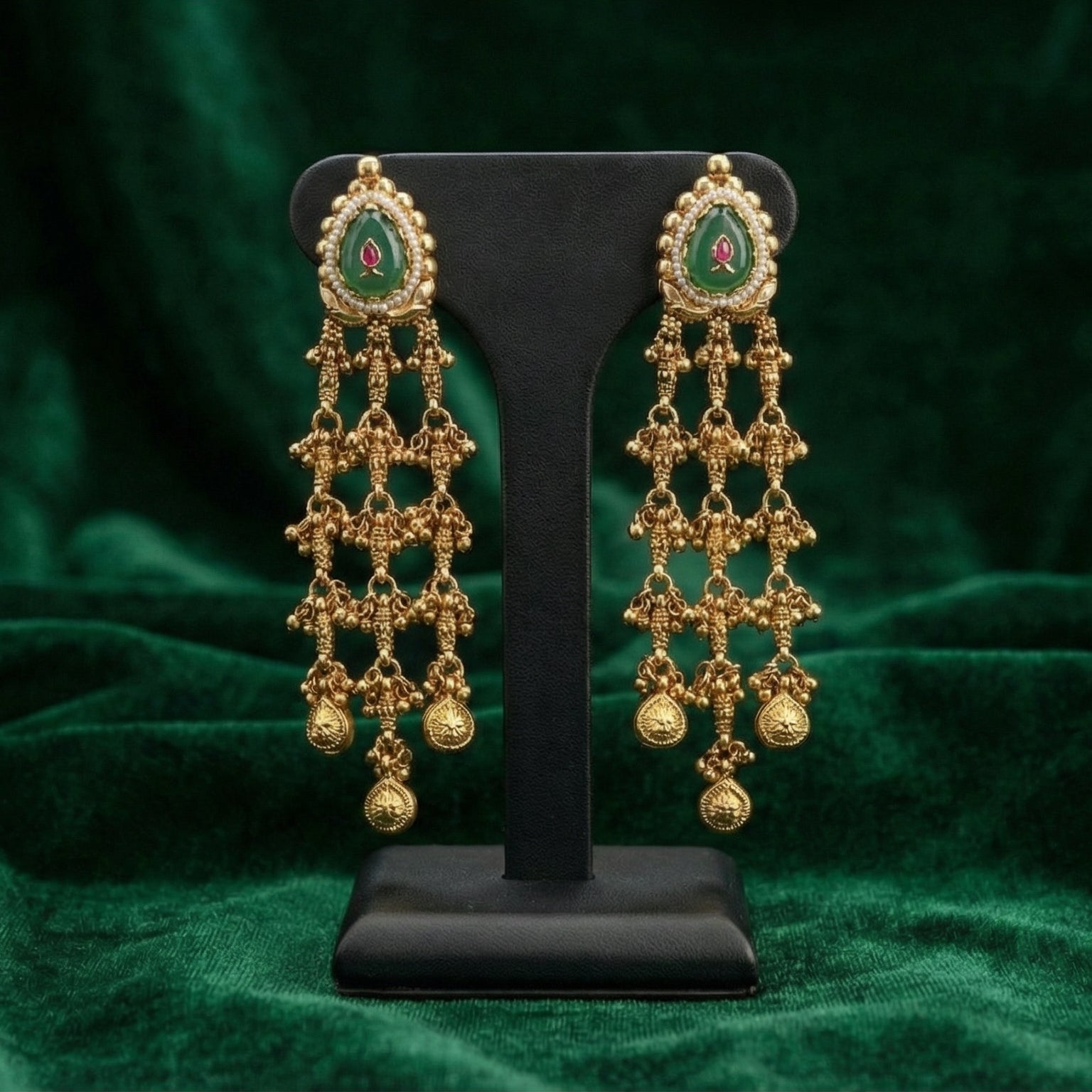 Butigini Halo Medallion Drop Earrings